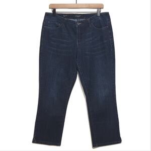 Nine West Cropped Denim Jean Mid Rise Dark Wash Blue Stretch Classic Casual 10